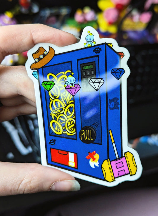 Blue Hedgehog Vending Machine Sticker