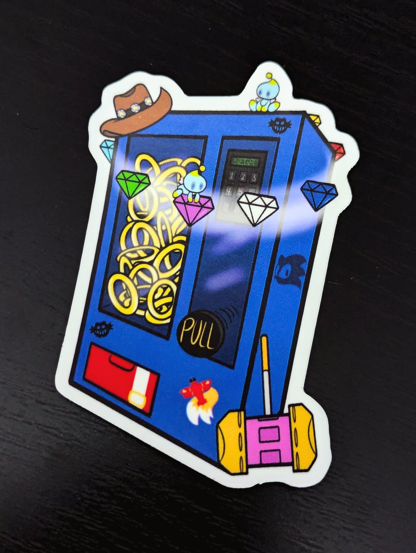 Blue Hedgehog Vending Machine Sticker