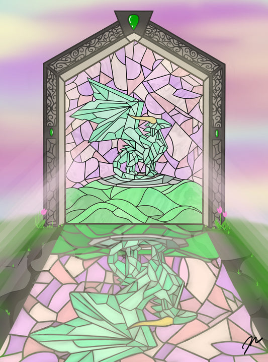 Crystal Dragon Stained Glass Print