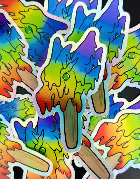 Rainbow Dragon Popsicle Sticker (Holographic)