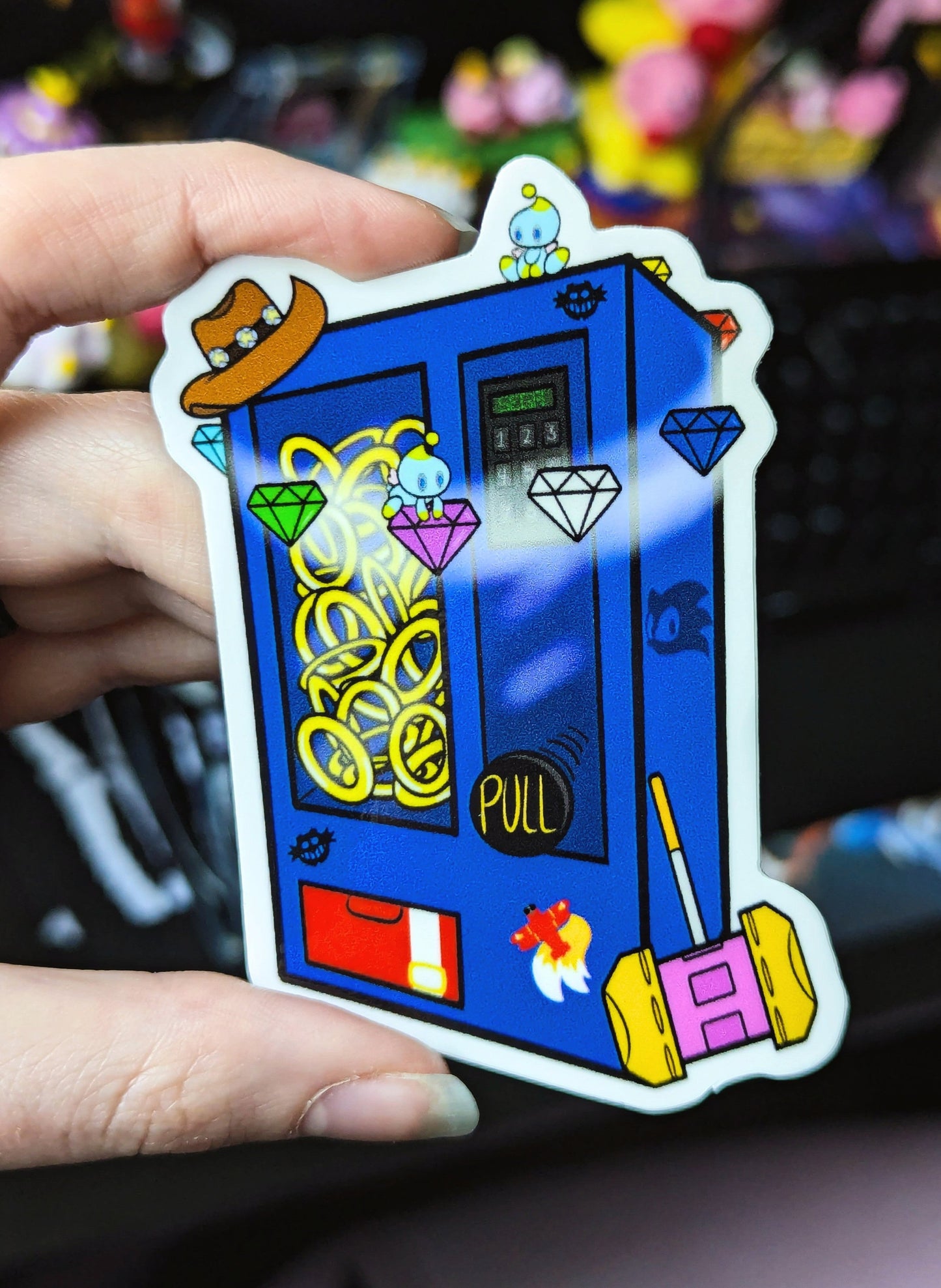 Blue Hedgehog Vending Machine Sticker